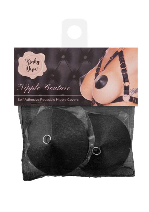 Kinky Diva PU Leather Nipple Covers Ring - Image 3