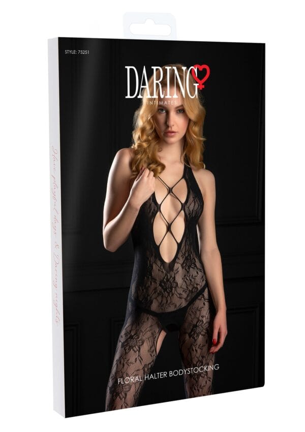Daring Intimates Floral Halter Bodystocking - Image 7